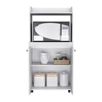 Dessertes roulantes de cuisine à 2 niveaux avec étagère ouverte et armoire à double porte pour micro-ondes