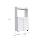 Dessertes roulantes de cuisine à 2 niveaux avec étagère ouverte et armoire à double porte pour micro-ondes