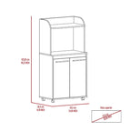 Dessertes roulantes de cuisine à 2 niveaux avec étagère ouverte et armoire à double porte pour micro-ondes