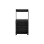 Dessertes roulantes de cuisine à 2 niveaux avec étagère ouverte et armoire à double porte pour micro-ondes