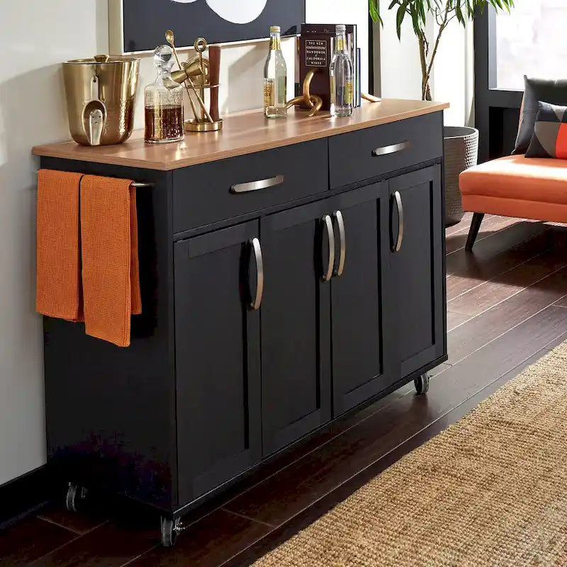 Dessertes de cuisine en bois noir - 51 x 19 x 36