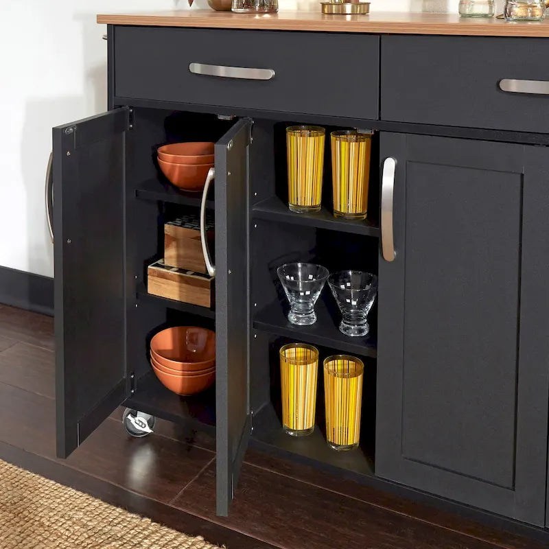 Dessertes de cuisine en bois noir - 51 x 19 x 36