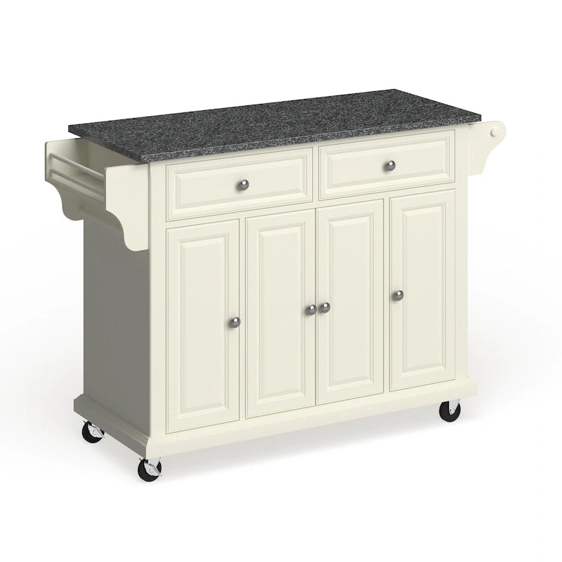 Desserte de cuisine grand format en bois blanc avec plateau en granit – 18p x 51,5l x 36h