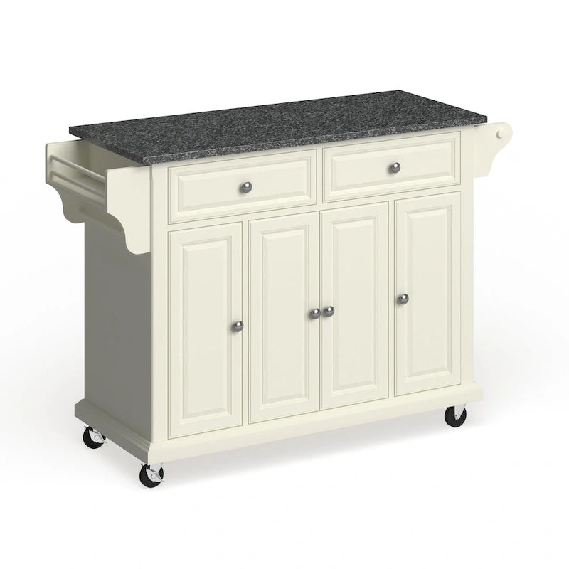 Desserte de cuisine grand format en bois blanc avec plateau en granit – 18p x 51,5l x 36h