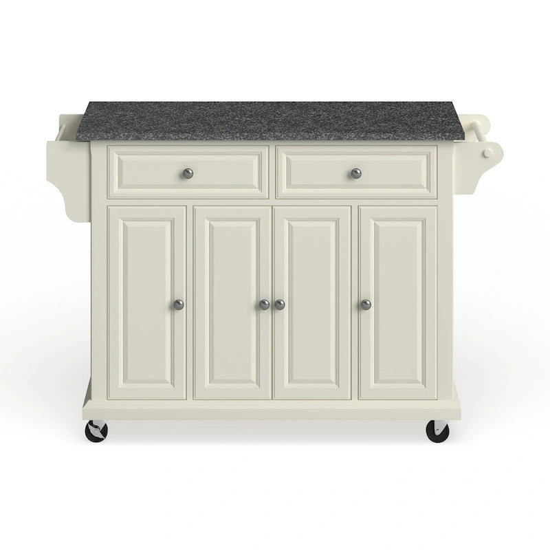 Desserte de cuisine grand format en bois blanc avec plateau en granit – 18p x 51,5l x 36h