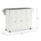 Desserte de cuisine grand format en bois blanc avec plateau en granit – 18p x 51,5l x 36h