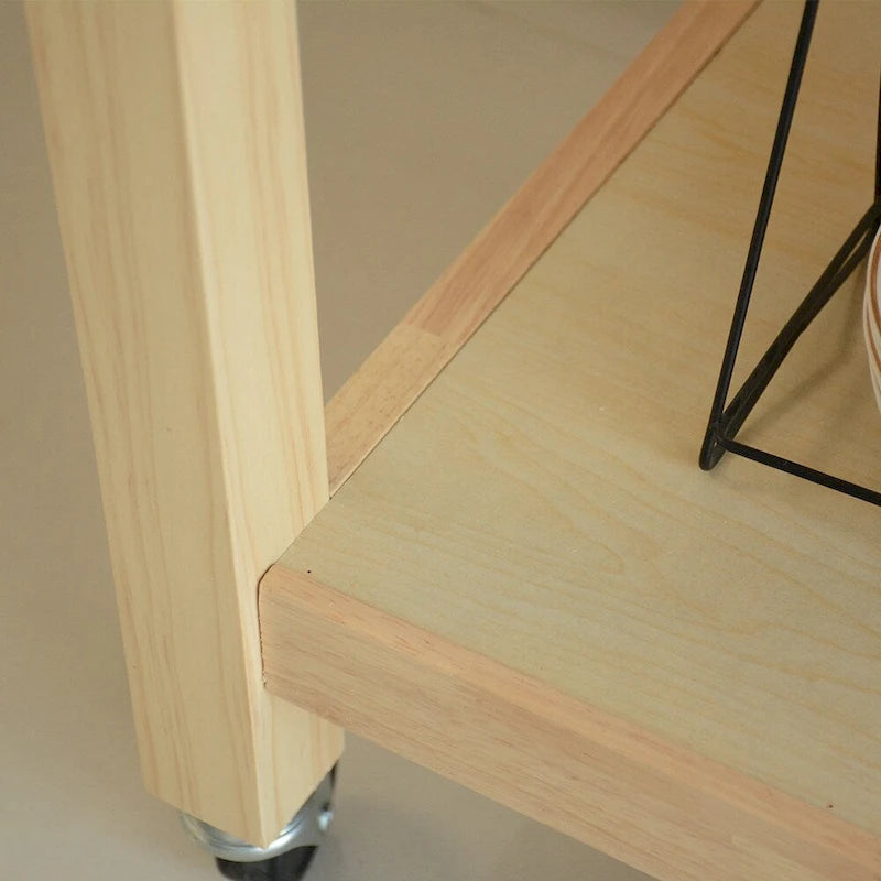Îlot de cuisine et desserte de cuisine, îlot de cuisine mobile avec deux roulettes verrouillables, plateau en bois d'hévéa, design simple