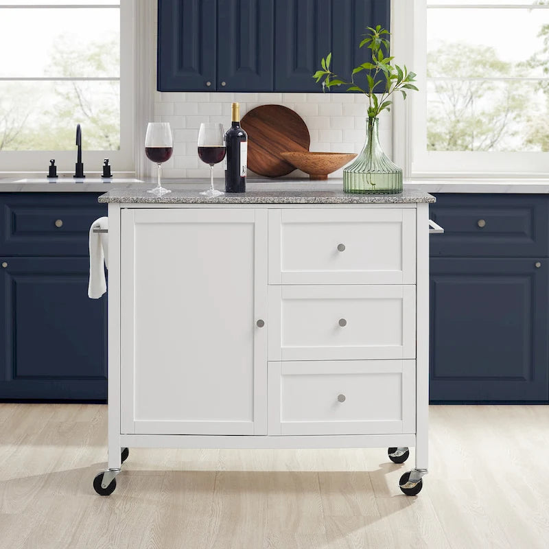 Îlot/Chariot de cuisine avec plateau en granit - 18,13p x 42,13L x 37,5H
