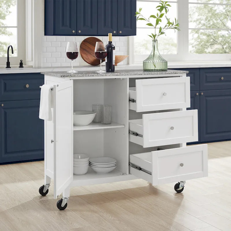 Îlot/Chariot de cuisine avec plateau en granit - 18,13p x 42,13L x 37,5H