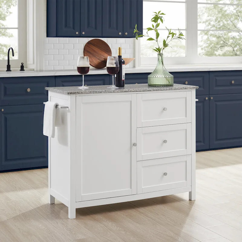 Îlot/Chariot de cuisine avec plateau en granit - 18,13p x 42,13L x 37,5H