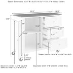 Îlot/Chariot de cuisine avec plateau en granit - 18,13p x 42,13L x 37,5H