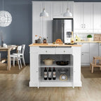 Îlot de Cuisine avec Rangement et Étagères Réglables sur 3 Niveaux - 47 x 36 x 36 (L x l x H)