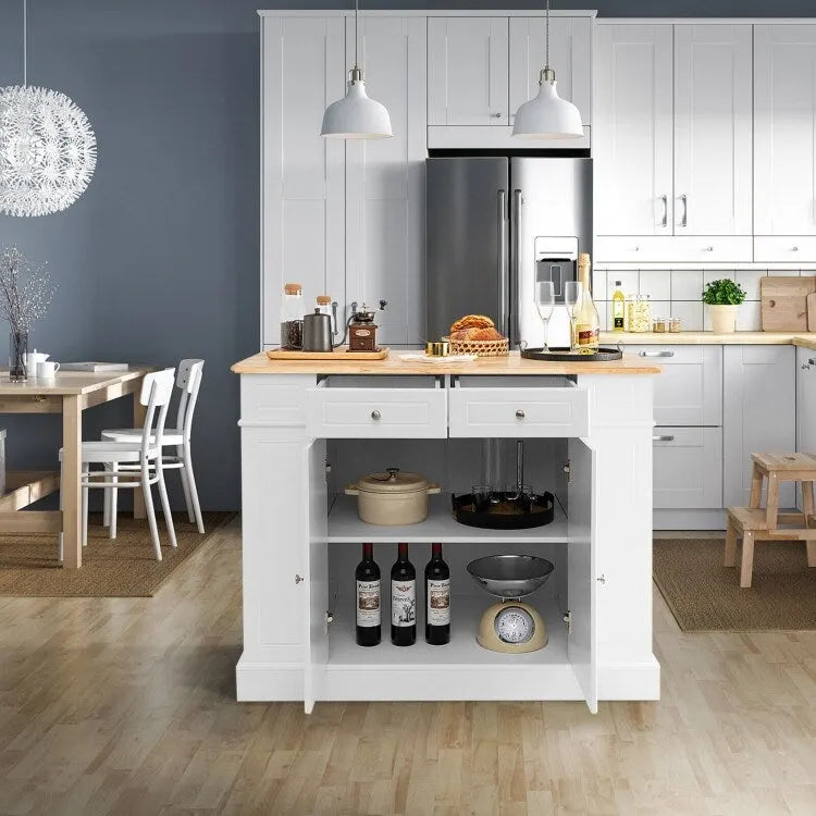 Îlot de Cuisine avec Rangement et Étagères Réglables sur 3 Niveaux - 47 x 36 x 36 (L x l x H)