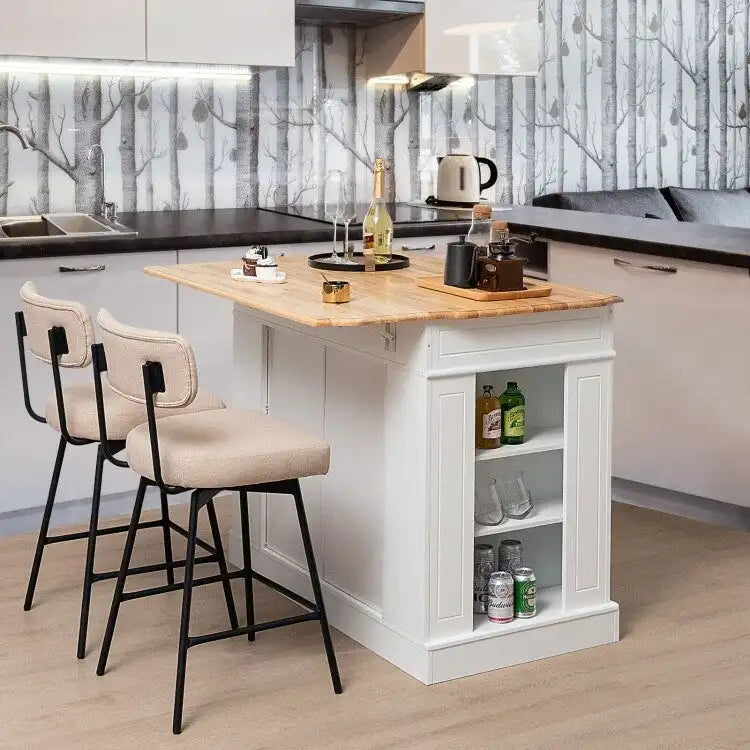 Îlot de Cuisine avec Rangement et Étagères Réglables sur 3 Niveaux - 47 x 36 x 36 (L x l x H)