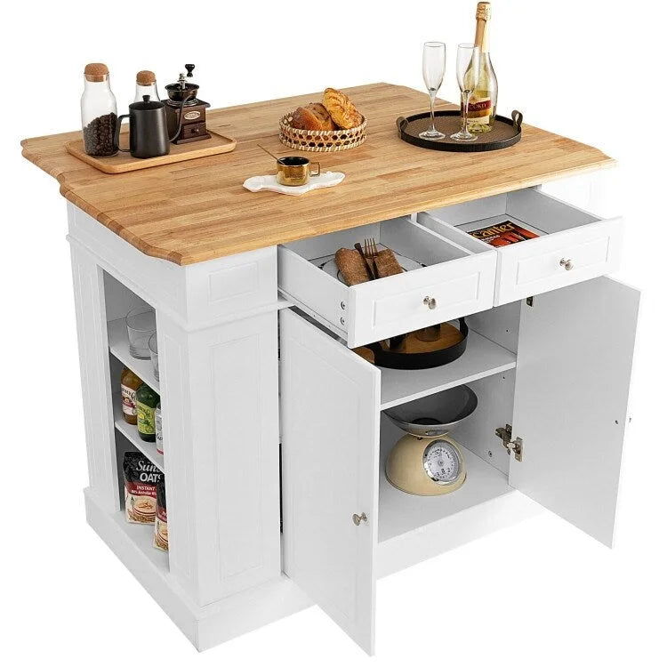 Îlot de Cuisine avec Rangement et Étagères Réglables sur 3 Niveaux - 47 x 36 x 36 (L x l x H)