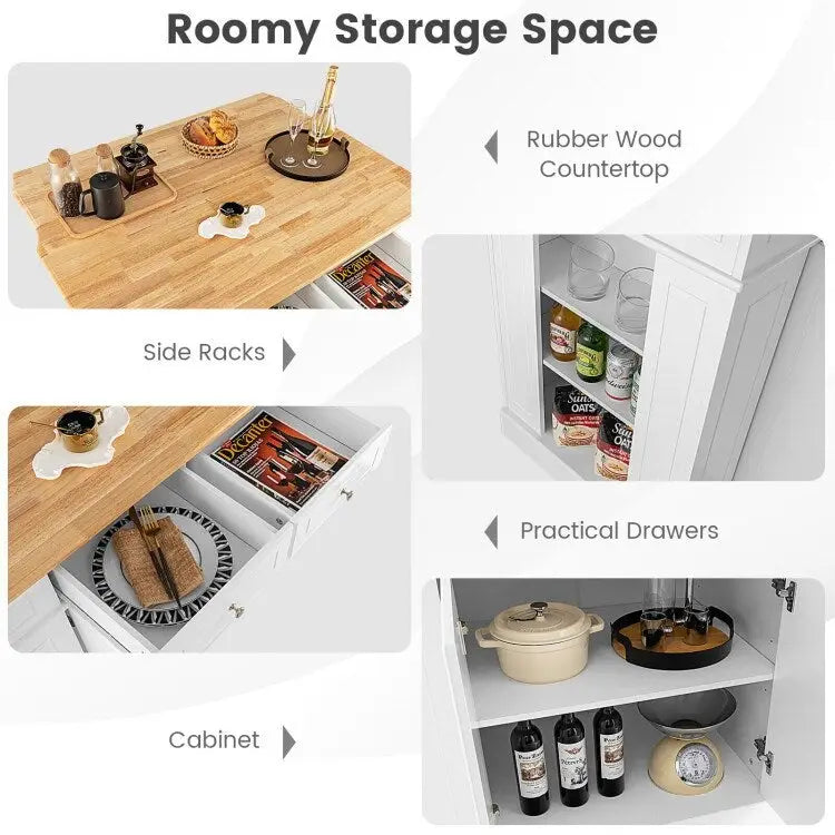 Îlot de Cuisine avec Rangement et Étagères Réglables sur 3 Niveaux - 47 x 36 x 36 (L x l x H)