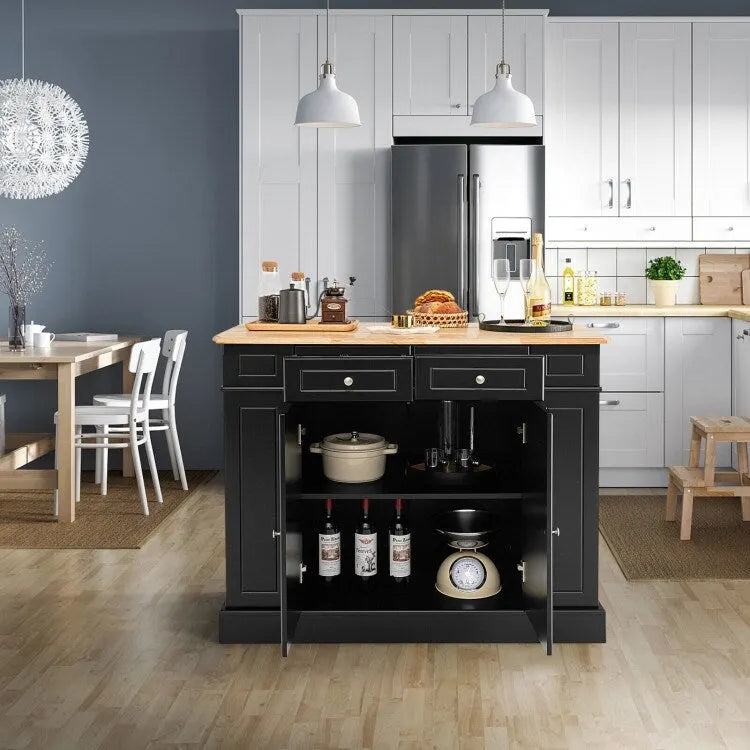 Îlot de Cuisine avec Rangement et Étagères Réglables sur 3 Niveaux - 47 x 36 x 36 (L x l x H)