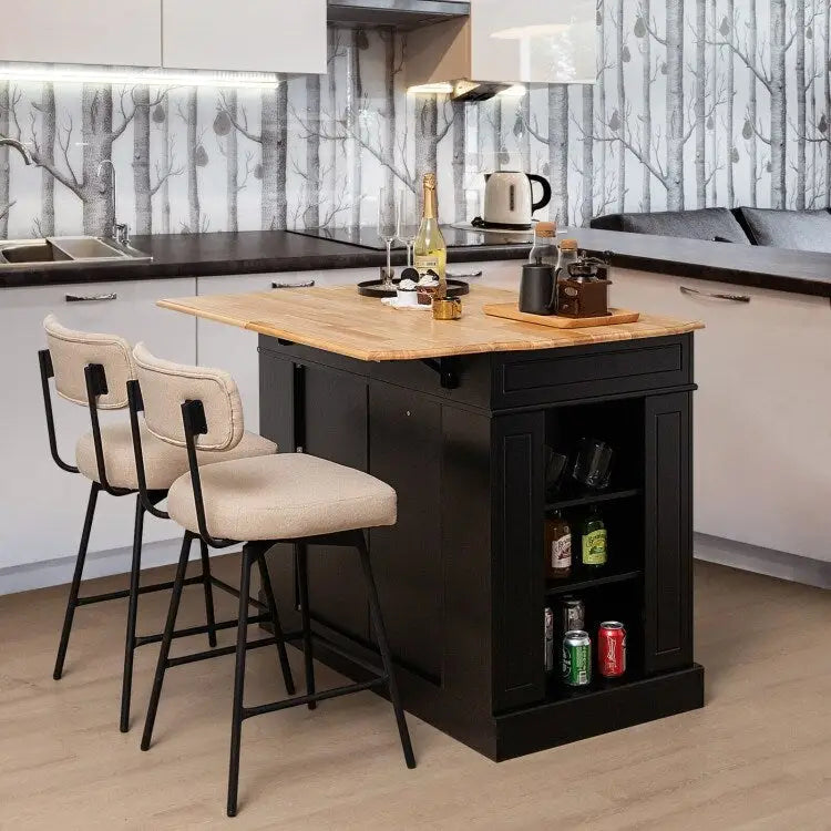 Îlot de Cuisine avec Rangement et Étagères Réglables sur 3 Niveaux - 47 x 36 x 36 (L x l x H)