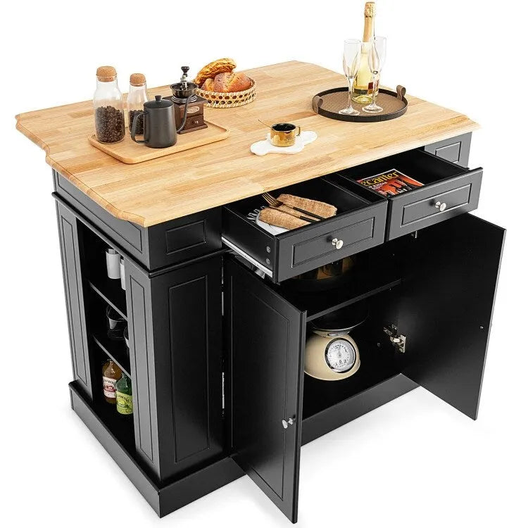 Îlot de Cuisine avec Rangement et Étagères Réglables sur 3 Niveaux - 47 x 36 x 36 (L x l x H)