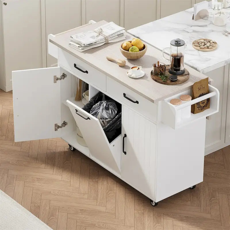 Îlot de cuisine avec meuble de rangement pour poubelle