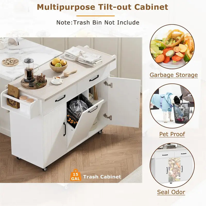 Îlot de cuisine avec meuble de rangement pour poubelle