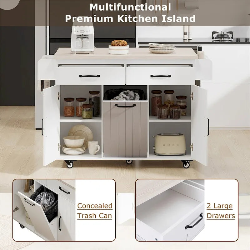 Îlot de cuisine avec meuble de rangement pour poubelle