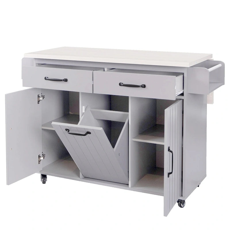 Îlot de cuisine avec meuble de rangement pour poubelle