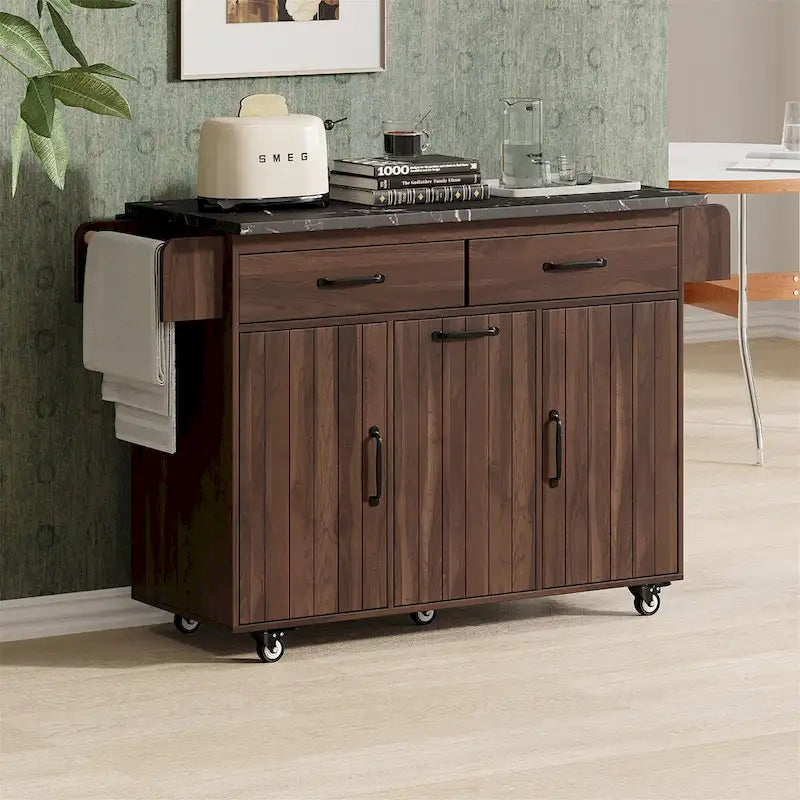 Îlot de cuisine avec meuble de rangement pour poubelle