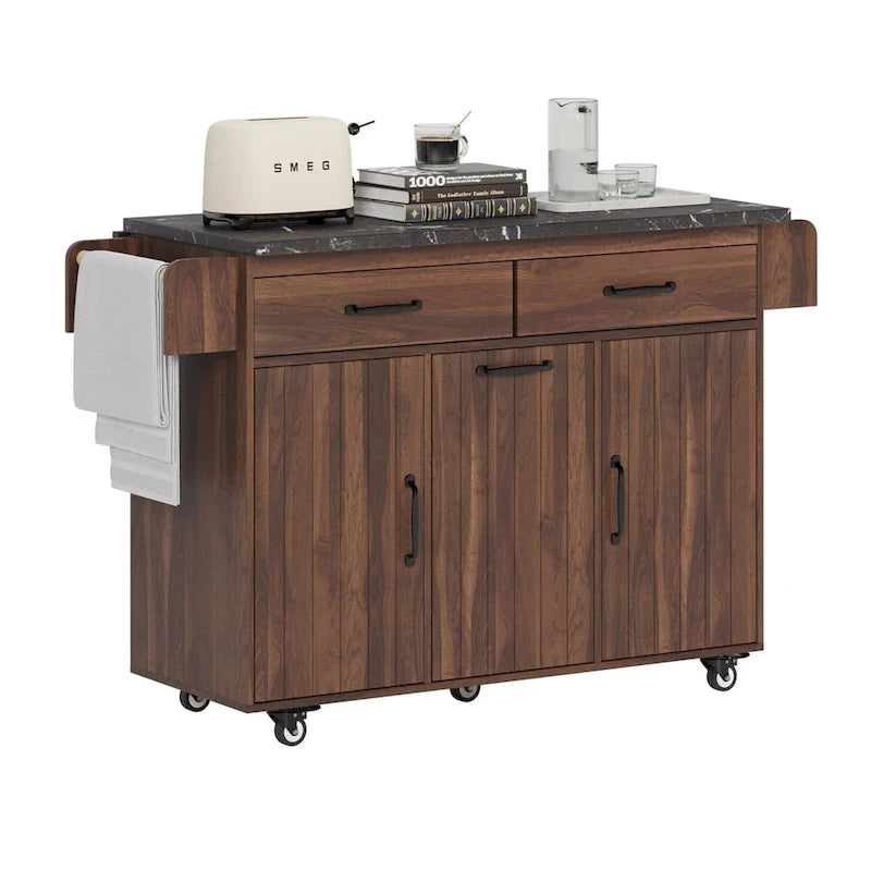 Îlot de cuisine avec meuble de rangement pour poubelle