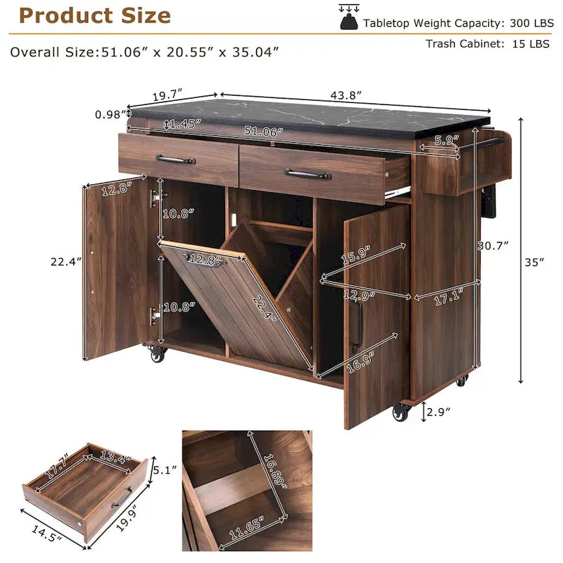 Îlot de cuisine avec meuble de rangement pour poubelle