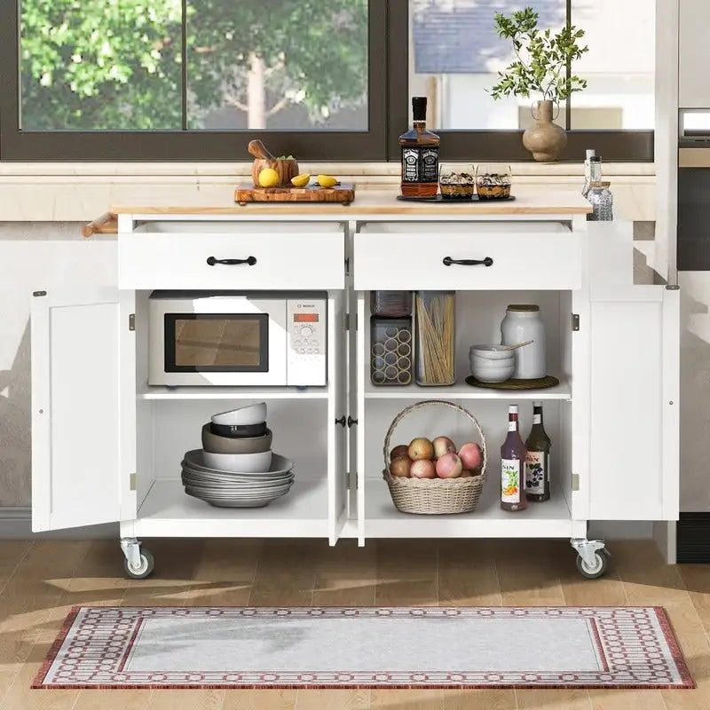 Finition îlot de cuisine avec chariot de cuisine à plateau en bois