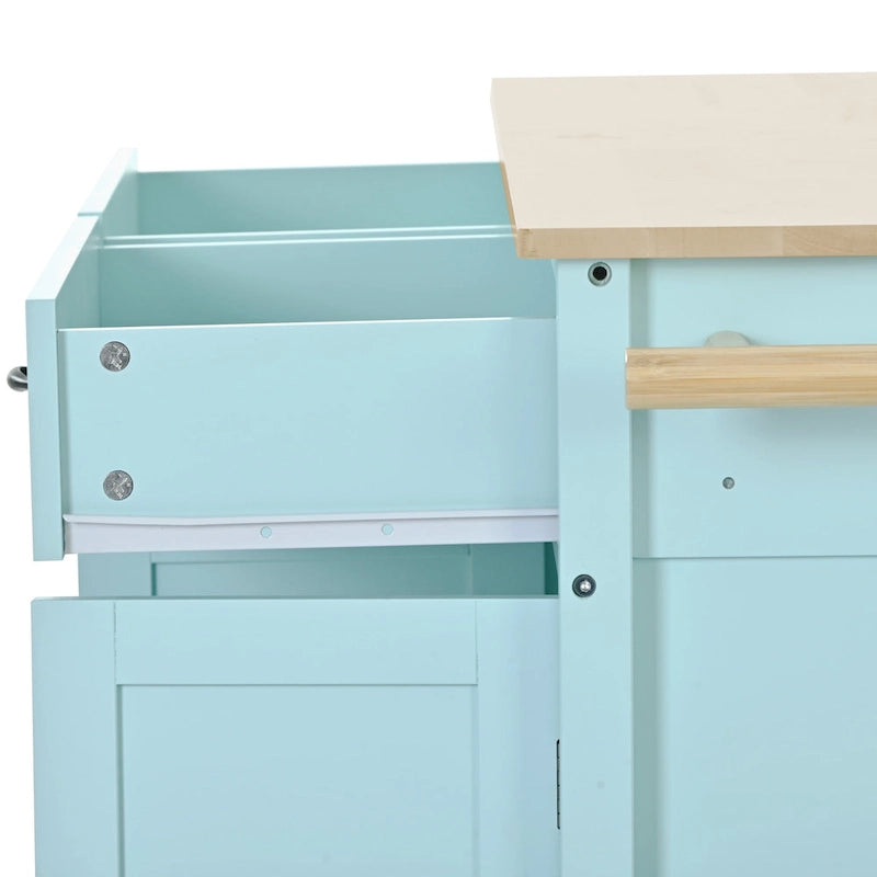 Finition îlot de cuisine avec chariot de cuisine à plateau en bois