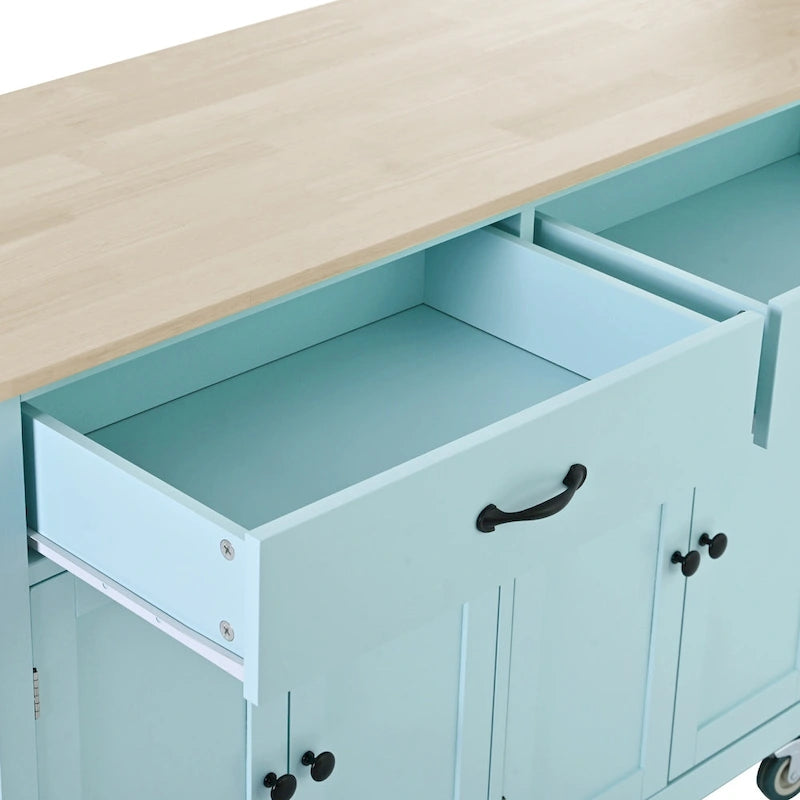 Finition îlot de cuisine avec chariot de cuisine à plateau en bois