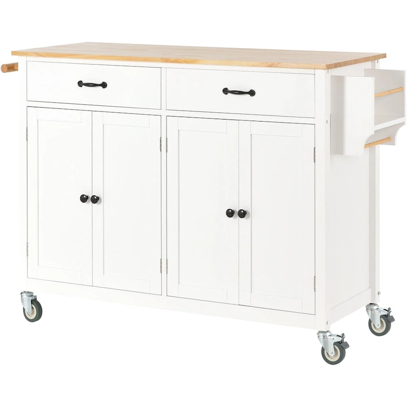 Finition îlot de cuisine avec chariot de cuisine à plateau en bois