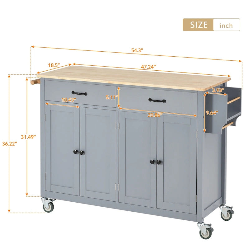 Finition îlot de cuisine avec chariot de cuisine à plateau en bois