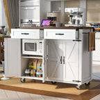 53.5Kitchen Island with Power Outlet,Storage Island with Drop Leaf,Spice Rack and Drawer,Rolling Kitchen Cart on Wheels
