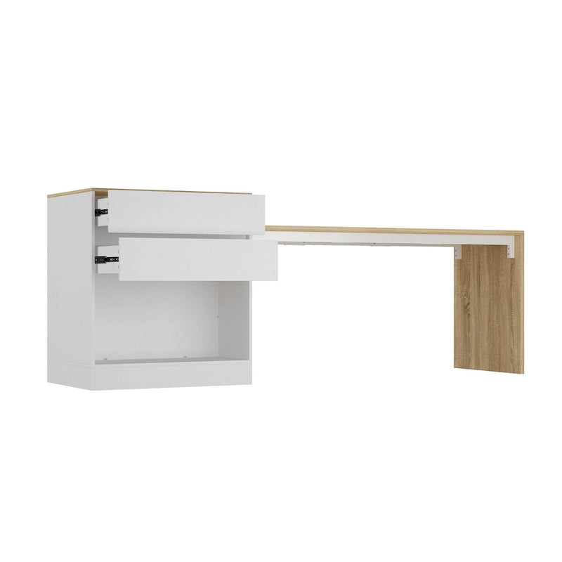 Table de cuisine îlot blanc/bois pour le petit-déjeuner, le bar et le travail
