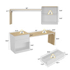 Table de cuisine îlot blanc/bois pour le petit-déjeuner, le bar et le travail