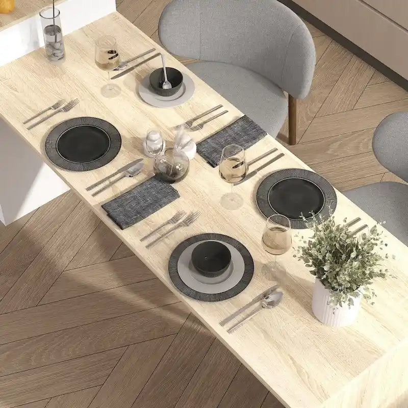 Table de cuisine îlot blanc/bois pour le petit-déjeuner, le bar et le travail