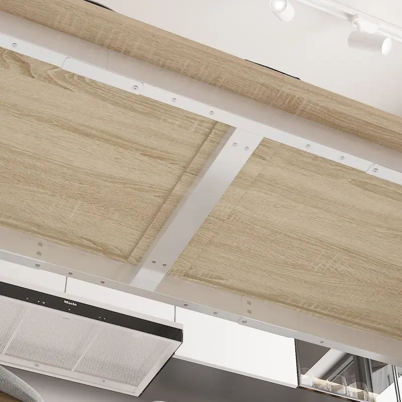 Table de cuisine îlot blanc/bois pour le petit-déjeuner, le bar et le travail