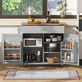Chariot de cuisine moderne en bois d'hévéa de 39,00 po avec rangement et porte-serviettes