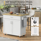 Chariot de cuisine moderne en bois d'hévéa de 39,00 po avec rangement et porte-serviettes
