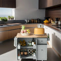 Desserte de cuisine roulante avec étagère de rangement interne et armoire coulissante