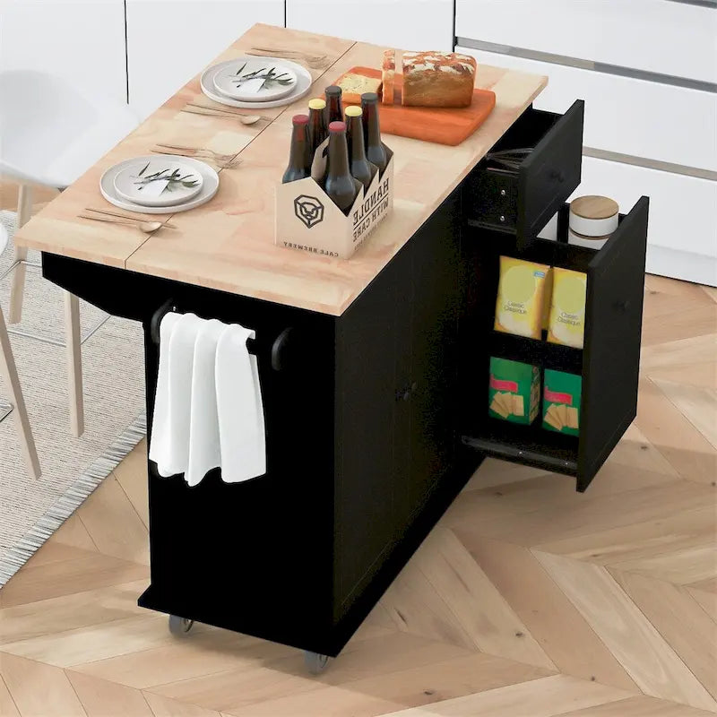 Desserte de cuisine roulante avec étagère de rangement interne et armoire coulissante