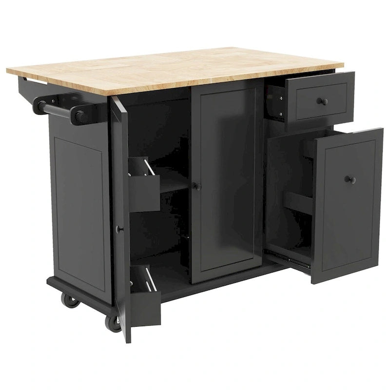 Desserte de cuisine roulante avec étagère de rangement interne et armoire coulissante