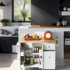 Desserte de cuisine roulante avec étagère de rangement interne et armoire coulissante