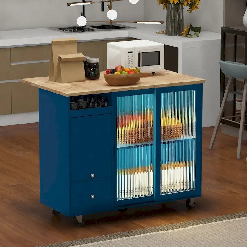 Desserte de cuisine à éclairage LED avec abattant et étagère réglable