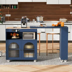 Chariot de cuisine îlot avec lumières LED, table extensible et prises électriques