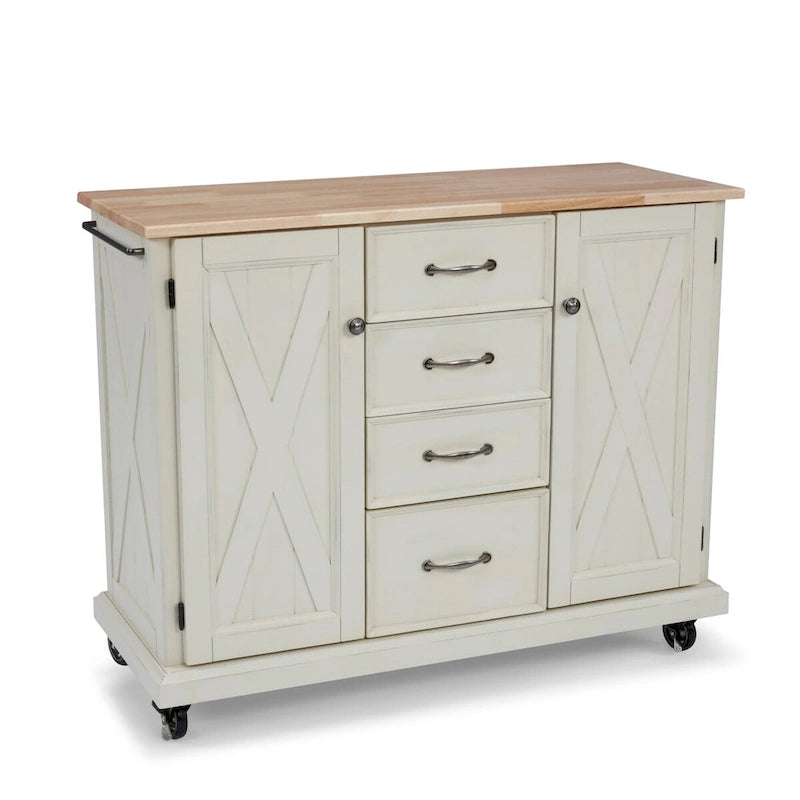 Desserte de cuisine en bois blanc cassé  - 45 x 36 x 16