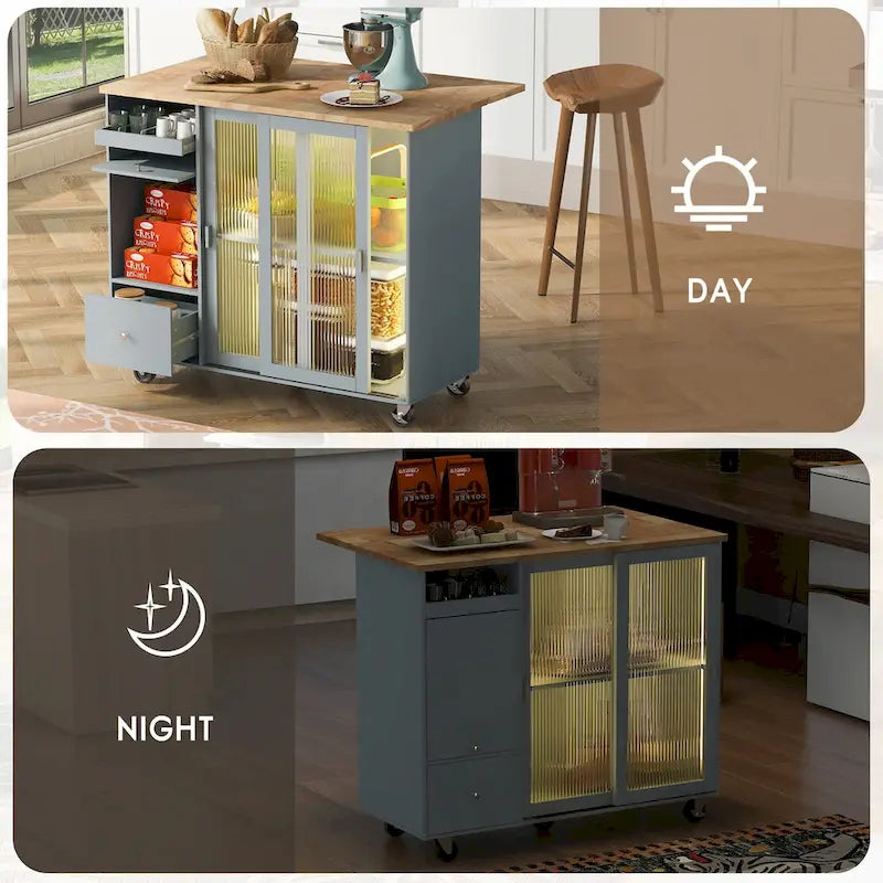 Ilot de cuisine avec abattant et lumière LED